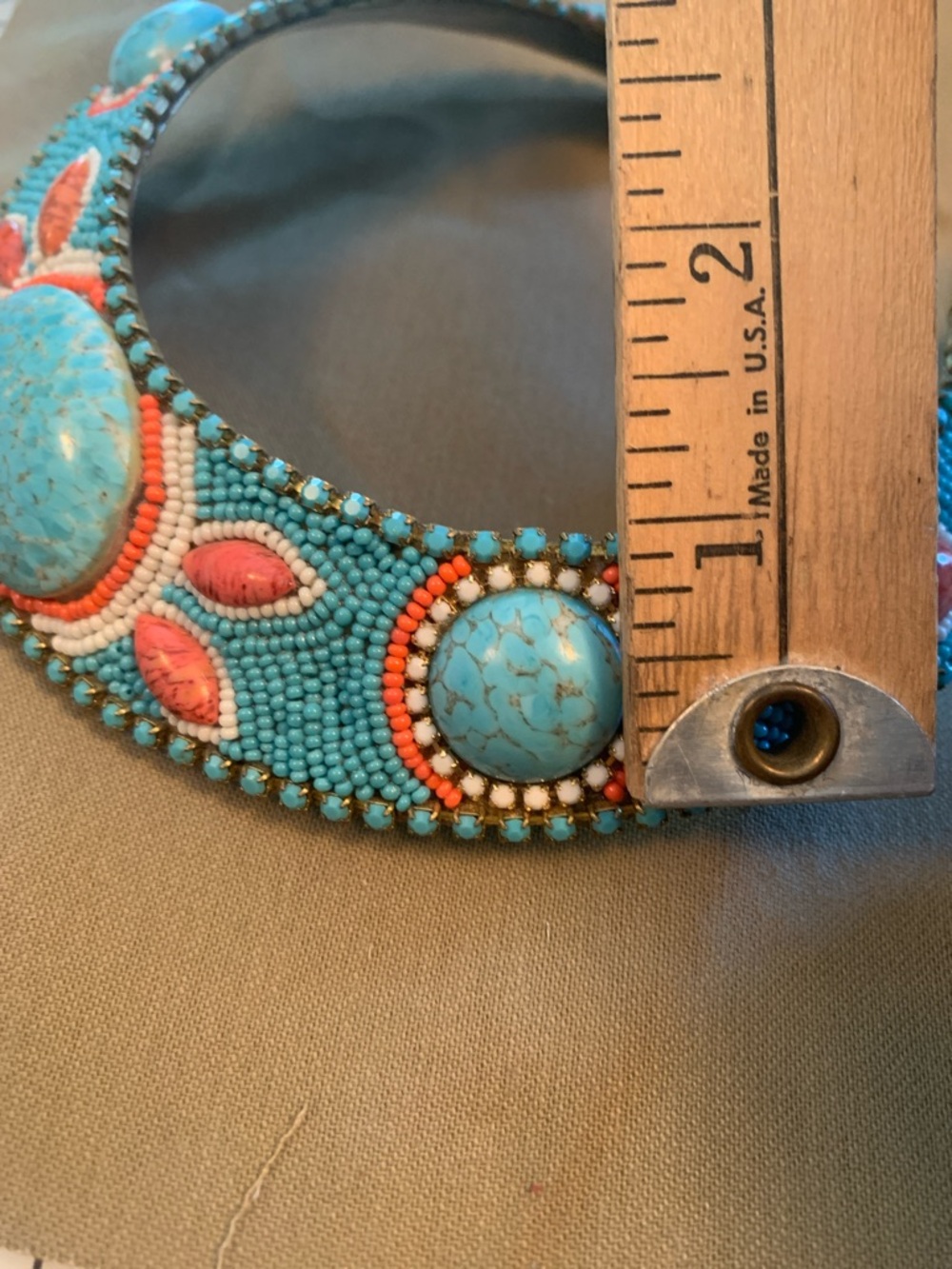 Turquoise and Coral Beaded Statement Collar Necklace - Picture 7 of 12